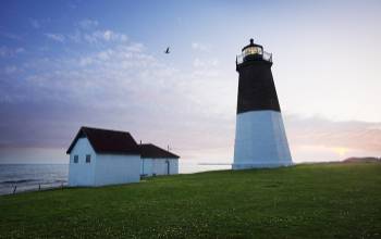 Point Judith Light at Sunset