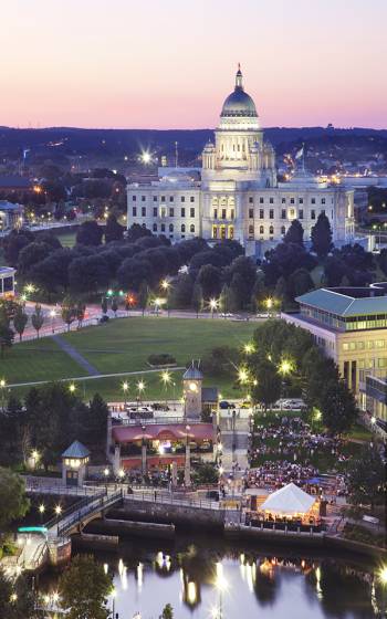 The Rhode Island Statehouse & Waterplace Park Basin